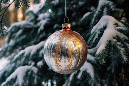 a christmas ornament from a treeの素材