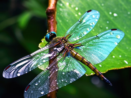 a dragonfly on a leafの素材