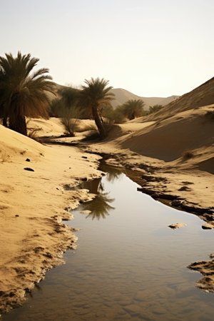 a stream of water in a desertの素材