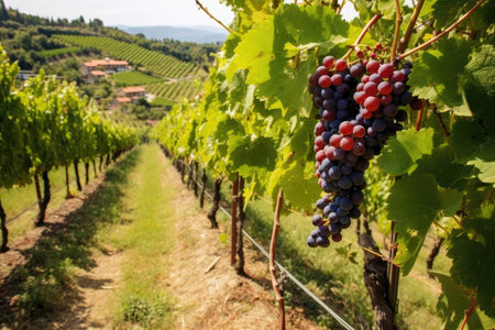 a bunch of grapes on a vineの素材