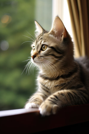 a cat sitting in a windowの素材