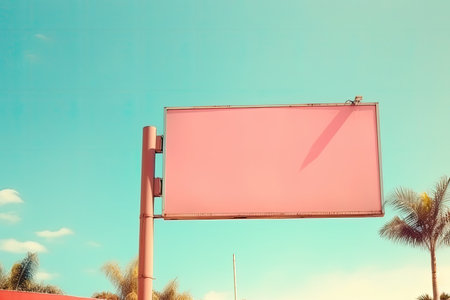 a pink billboard on a poleの素材