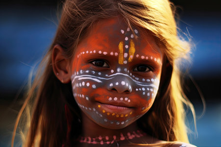 a girl with face paintの素材