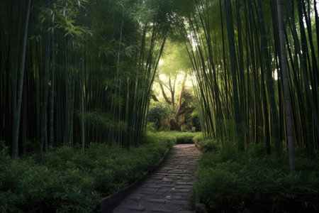 a stone path through a forestの素材