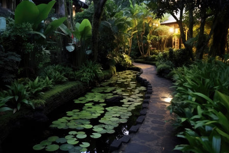 a path in a tropical gardenの素材