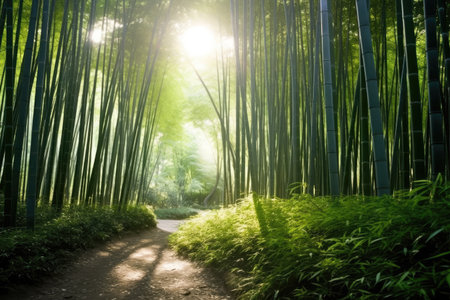 a path through a bamboo forestの素材