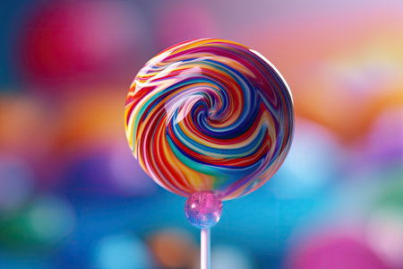 a colorful lollipop on a stickの素材