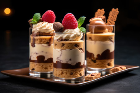 a group of desserts on a plateの素材