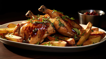 a plate of food on a tableの素材