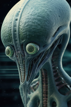 a close up of a alien headの素材