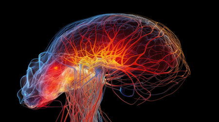 a colorful brain with many veinsの素材