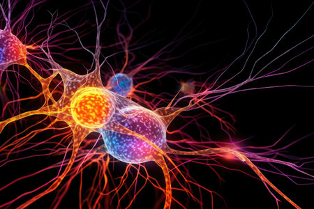a colorful glowing neuronsの素材
