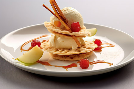 a plate of food on a tableの素材