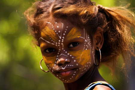 a girl with face paintの素材