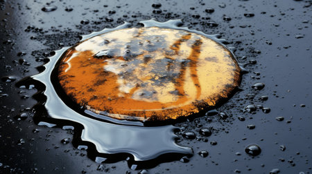 a round object with a black surfaceの素材