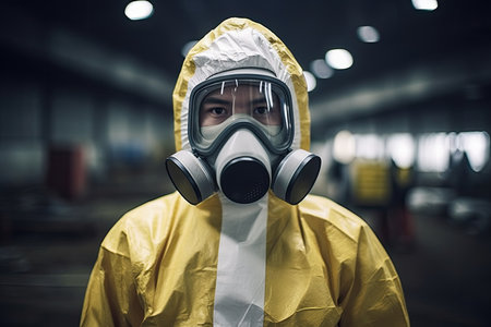 a person wearing a protective suit and maskの素材