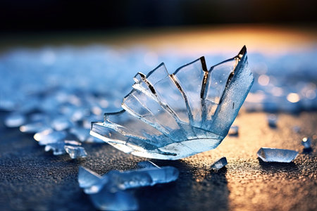 a broken glass on the groundの素材