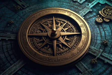 a compass on a mapの素材