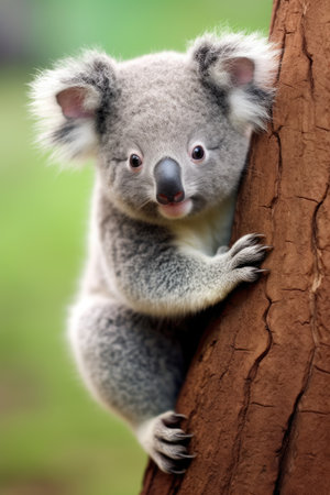 a koala bear climbing a treeの素材
