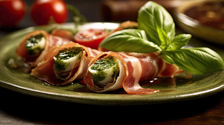 a plate of food on a tableの素材