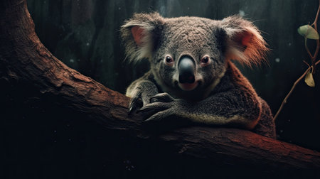a koala bear on a tree branchの素材