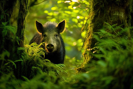 a wild boar in the forestの素材