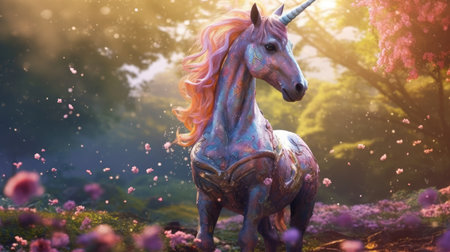 a unicorn with a rainbow maneの素材