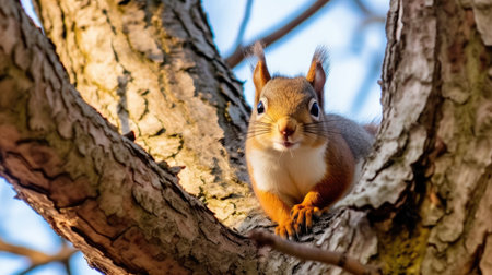 a squirrel in a treeの素材