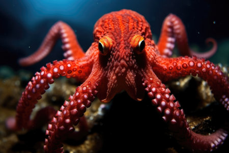 a red octopus with white eyesの素材