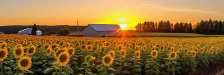 a sunflowers in a fieldの素材