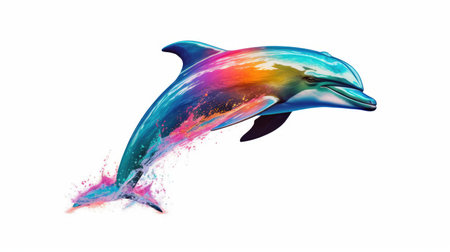 a dolphin with colorful splashesの素材