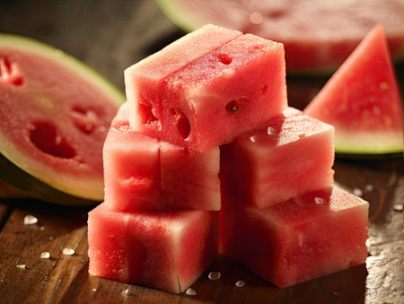 a stack of watermelon cubesの素材