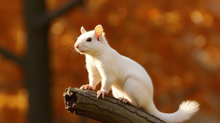 a white squirrel on a branchの素材