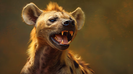a hyena with its mouth openの素材