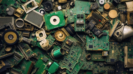 a pile of green electronic componentsの素材