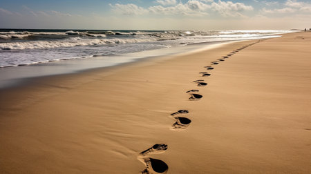 footprints in the sandの素材