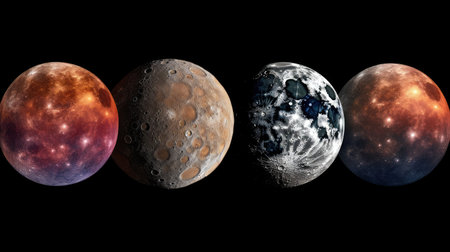 a row of planets in different colorsの素材