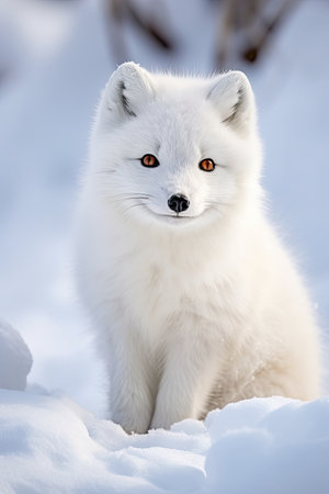 a white fox in the snowの素材