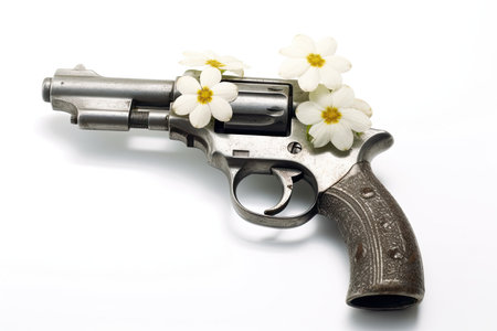 a gun with flowers on itの素材