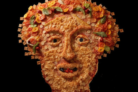 a pizza made to look like a faceの素材