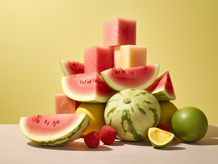 a pile of fruit on a tableの素材