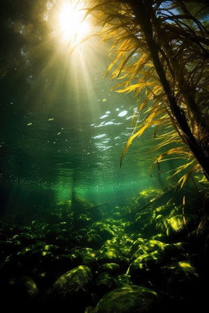 sunlight shining through the waterの素材