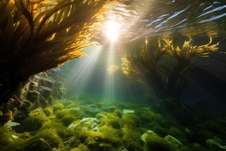 sunlight shining through the waterの素材