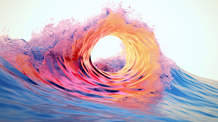 a colorful wave with a circle in the middleの素材