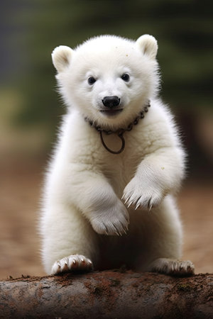 a white bear with a chain around its neckの素材