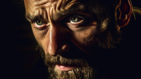 a close up of a man's faceの素材