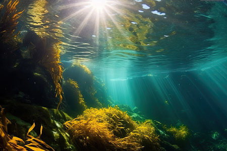 sunlight shining through the waterの素材