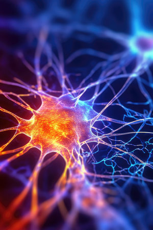 a close up of a nerve cellの素材