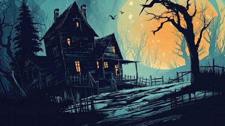 a house in the moonlightの素材