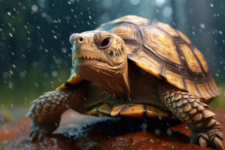 a turtle on a rockの素材